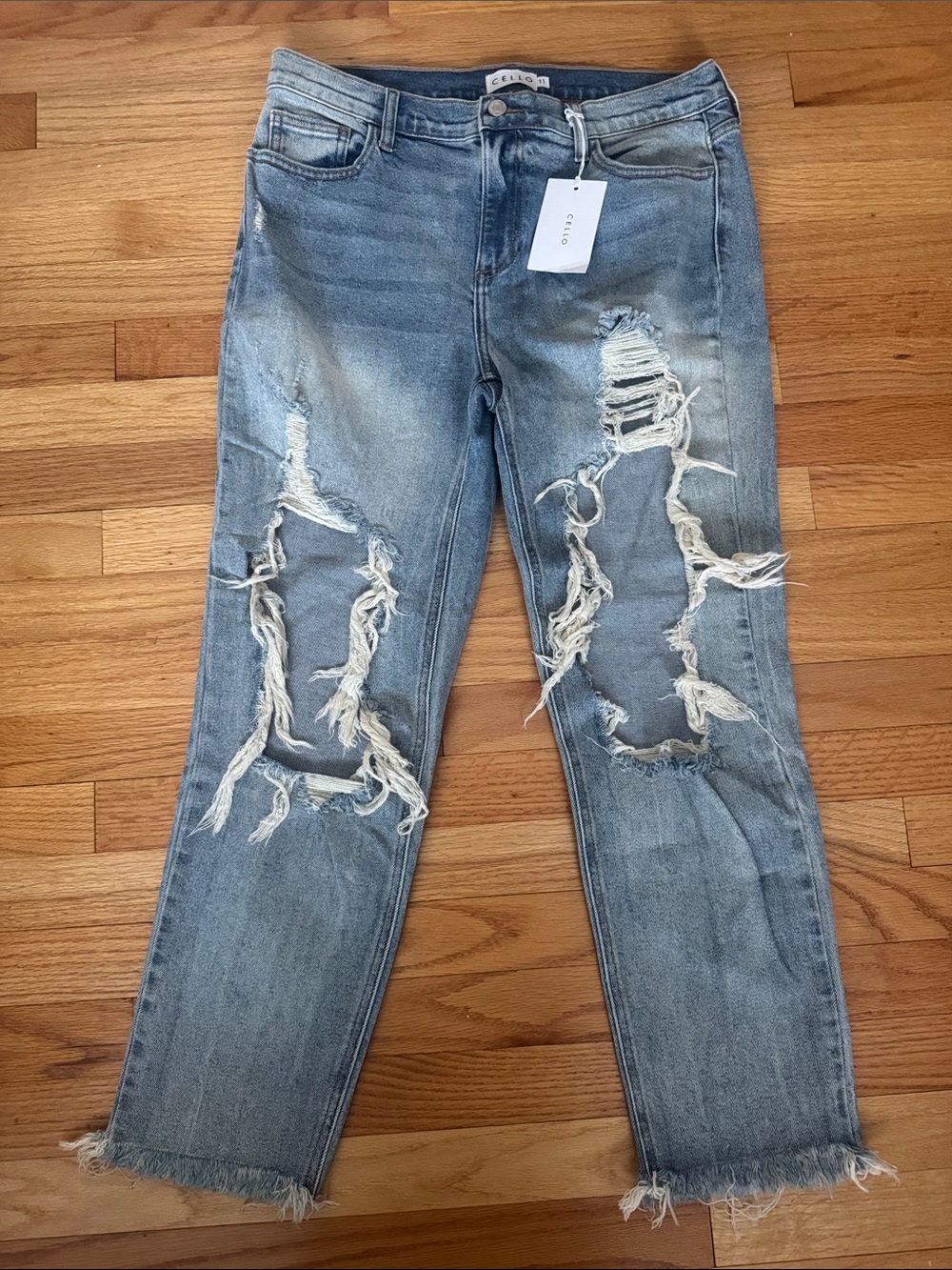 Cello Light Blue Distressed Ripped Skinny Jeans, 11